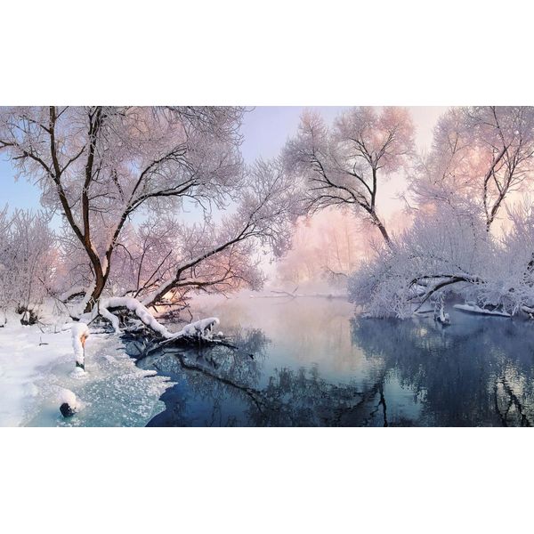 Fototapete Papermoon "Fluss In Schneelandschaft", Bunt, B:3,5M L:2,6M, Vlies, Tapeten-image