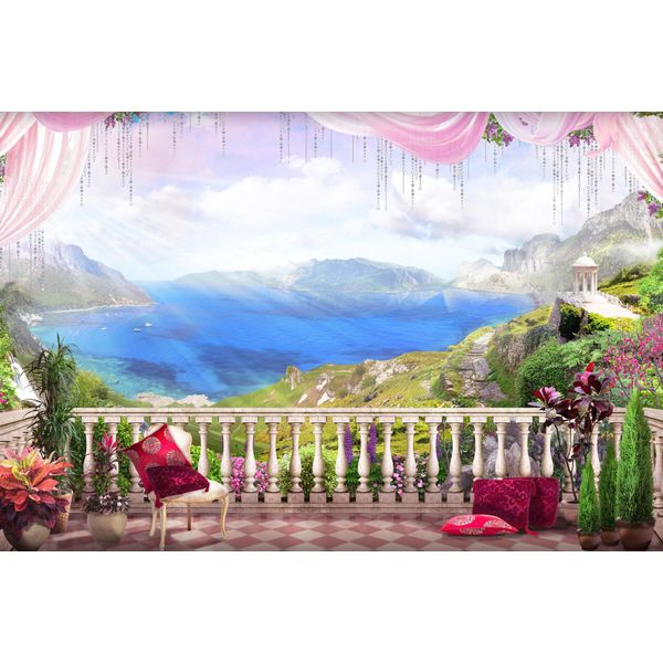 Fototapete papermoon "Terrasse Pink", Bunt, B:4,5M L:2,8M, Vlies, Tapeten-image