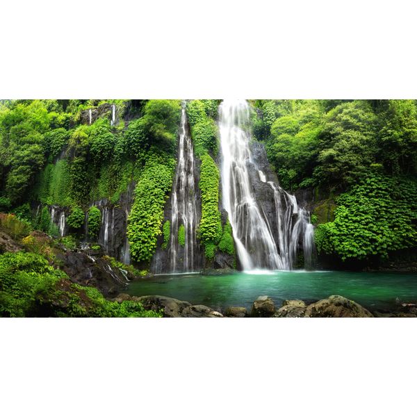 Fototapete Papermoon "Lagune Im Urwald Mit Wasserfall", Bunt, B:4,5M L:2,8M, Vlies, Tapeten-image