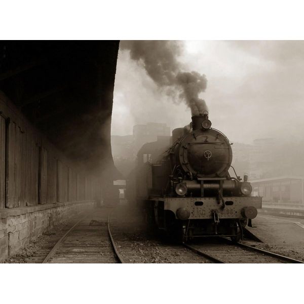 Fototapete Papermoon "Alter Zug Grau", Bunt, B:5M L:2,8M, Vlies, Tapeten-image