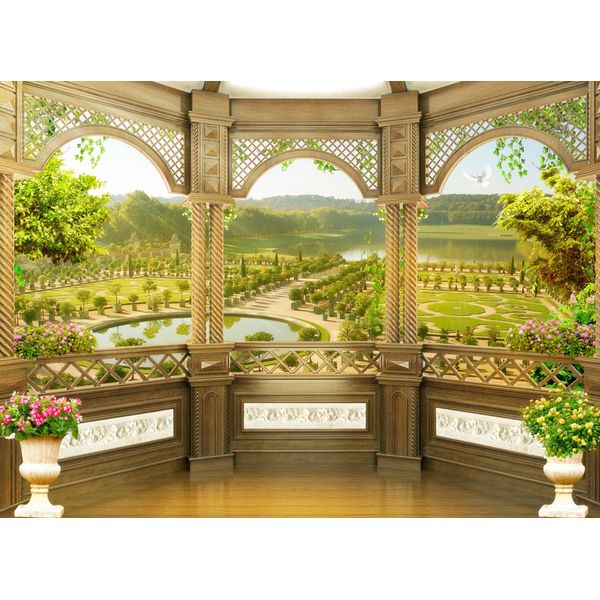 Fototapete Papermoon "Fresco Garden Terrace", Bunt, B:4M L:2,6M, Vlies, Tapeten-image