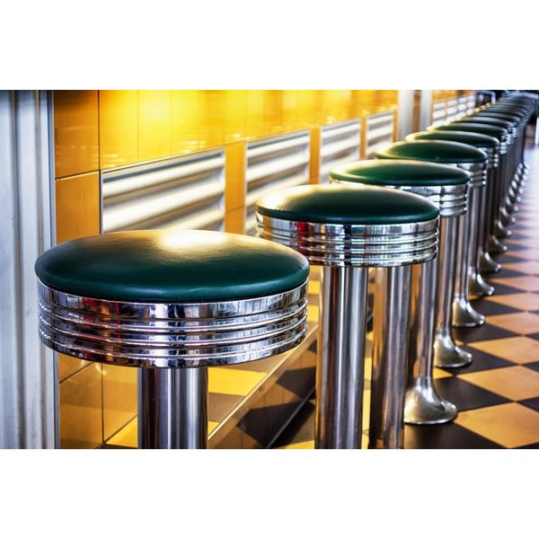 Fototapete Papermoon "Vintage Barhocker", Bunt, B:5M L:2,8M, Vlies, Tapeten-image