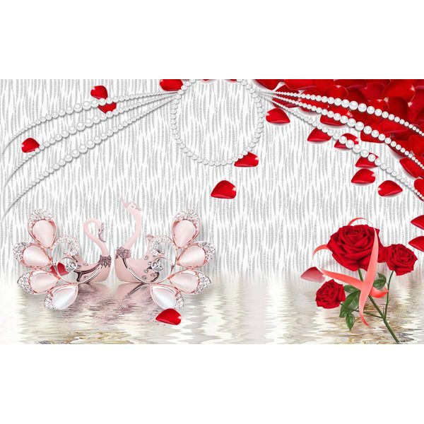 Fototapete Papermoon "Muster Mit Rosen", Bunt, B:3,5M L:2,6M, Vlies, Tapeten-image
