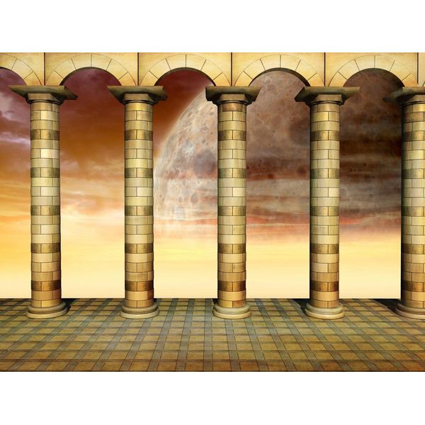 Fototapete Papermoon "Terasse Vor Planet", Bunt, B:3,5M L:2,6M, Vlies, Tapeten-image