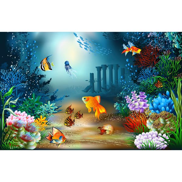 Fototapete Papermoon "FISCHE-OZEAN See Meer Fisch Korallen Riff Wandbild Xxl", Bunt, B:4M L:2,6M, Vlies, Tapeten-image
