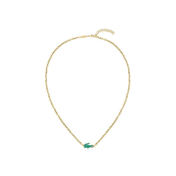 Kette Mit EinhäNger Lacoste "Arthor", Gelbgoldfarben, GrüN, Halsketten, Herren, Edelstahl, L: 55 B: 3Mm, Mit Glasstein, B:3Mm-image