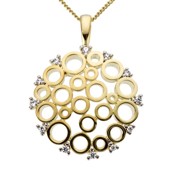 KettenanhäNger Firetti "Schmuck Geschenk Gold 585 Halsschmuck AnhäNger FüR Halskette", Weiß (Gelbgoldfarben, WeißGoldfarben, Weiß, Wweiß), SchmuckanhäNger, Damen, 0,09 P2 = Erkennbare EinschlüSse, Diamanten Gelbgold 585, 2,35 G, Diamanten, Gelbgold 585, KettenanhäNger, Mit Brillanten-image