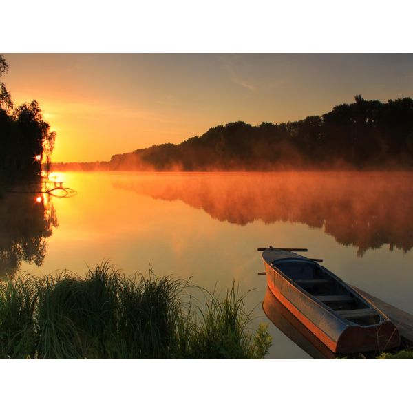 Fototapete Papermoon "Misty Lake", Bunt, B:3,5M L:2,6M, Vlies, Tapeten-image