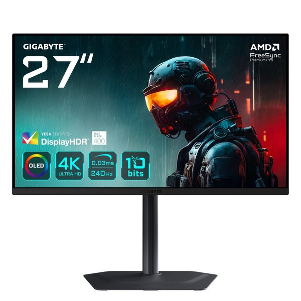 Gigabyte Oled-Monitor "MO27U2", Energieeffizienz: G (A-G), Schwarz, Monitore, Dreh-, Neig-,Schwenk-, HöHenverstellbar, Lautsprecher-image
