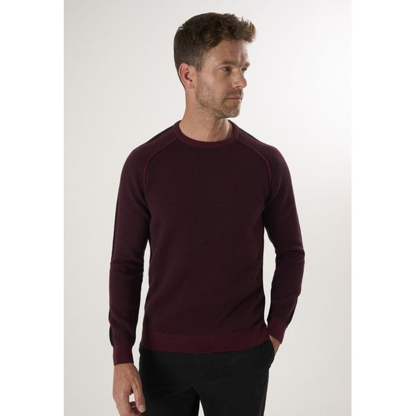 Rundhalspullover Felix Hardy "Basic-Pullover Mit Rundhalsausschnitt", Herren, Gr. M, Bordeaux, 100% Baumwolle, Pullover Rundhalspullover-image