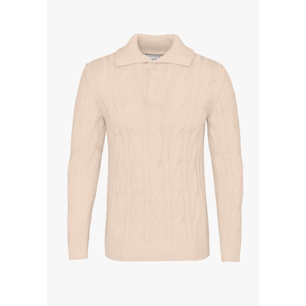 Polokragenpullover Felix Hardy "Pullover Mit Polo-Kragen", Herren, Gr. L, Beige, 100% Baumwolle, Pullover-image
