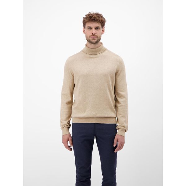 Rollkragenpullover Lerros "Herren Rollkragen-Strickpullover", Herren, Gr. Xxl, Tender Beige Melange, 100% Baumwolle, Ohne Ausschnitt, Pullover Rollkragenpullover-image