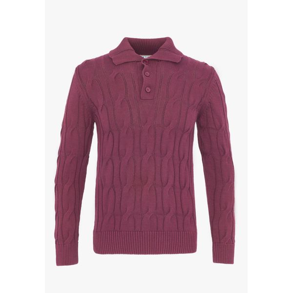 Polokragenpullover Felix Hardy "Pullover Mit Polo-Kragen", Herren, Gr. Xxl, Bordeaux, 100% Baumwolle, Pullover-image