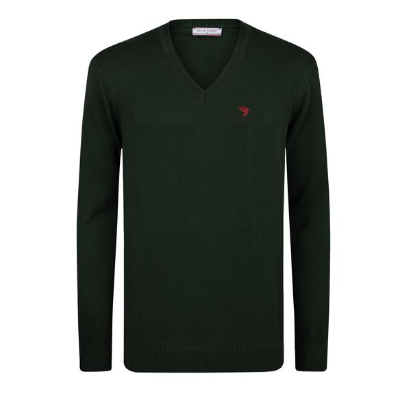 V-Ausschnitt-Pullover Felix Hardy "Pullover Mit V-Ausschnitt", Herren, Gr. L, GrüN, 100% Baumwolle, Pullover-image