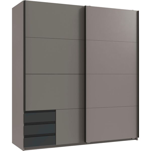 SchwebetüRenschrank Wimex "Bahamas, Kleiderschrank In Den Breiten 135Cm Und 180Cm ErhäLtlich", Saharagrau, Abgesetzt Grafit, B:180Cm H:198Cm T:65Cm, Holzwerkstoff, SchräNke, SchwebetüRenschrank, Inkl. Drei Farblich Abgesetzter Schubladen-image