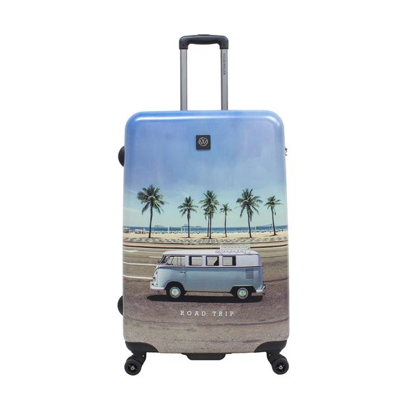 Koffer Volkswagen "Roadtrip", Gr. B/H/T: 51Cm X 78Cm X 28Cm, Blau (Blau, Grau), Koffer, Mit Trendigem Bulli-Print-image