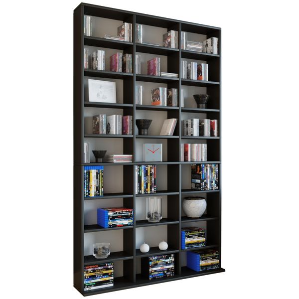 Standregal Vcm "Holz Cd Dvd Standregal BüCherregal Regal Megosa Xl", Schwarz, B:102Cm T:23Cm, Regale, Standregal-image