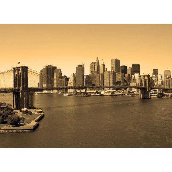 Fototapete Papermoon "Brooklyn Bridge In Sepia", Bunt, B:5M L:2,8M, Vlies, Tapeten-image