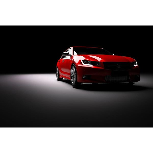 Fototapete papermoon "Rotes Auto Im Rampenlicht", Bunt, B:4,5M L:2,8M, Vlies, Tapeten-image