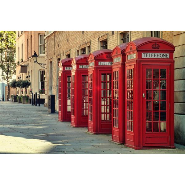 Fototapete Papermoon "London Telefonzellen", Bunt, B:5M L:2,8M, Vlies, Tapeten-image