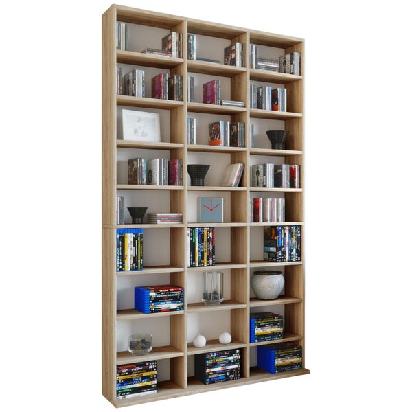Standregal Vcm "Holz Cd Dvd Standregal BüCherregal Regal Megosa Xl", Braun (Sonoma, Eiche (SäGerau)), B:102Cm T:23Cm, Regale, Standregal-image