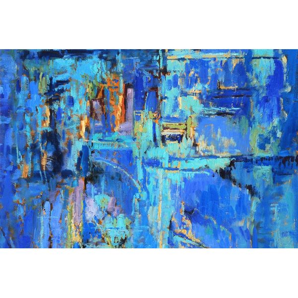 Fototapete Papermoon "Abstrakt GemäLde Blau", Bunt, B:5M L:2,8M, Vlies, Tapeten-image
