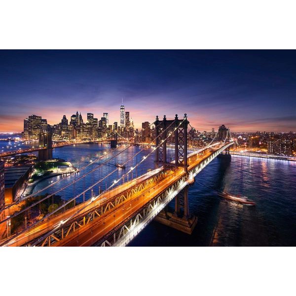 Fototapete Papermoon "New York BrüCke Bei Nacht", Bunt, B:3,5M L:2,6M, Vlies, Tapeten-image