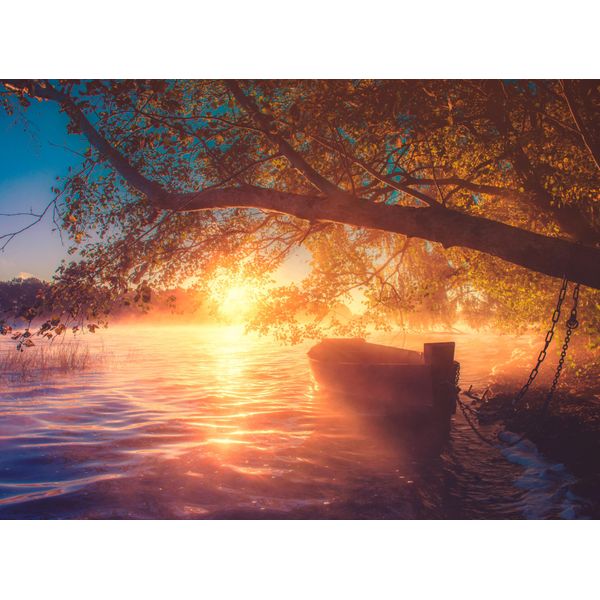 Fototapete Papermoon "Misty Lake View", Bunt, B:3,5M L:2,6M, Vlies, Tapeten-image