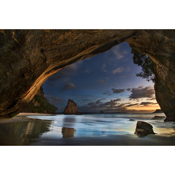 Fototapete Papermoon "Photo-Art Yan Zhang, Cathedral Cove", Bunt, B:5M L:2,8M, Vlies, Tapeten-image