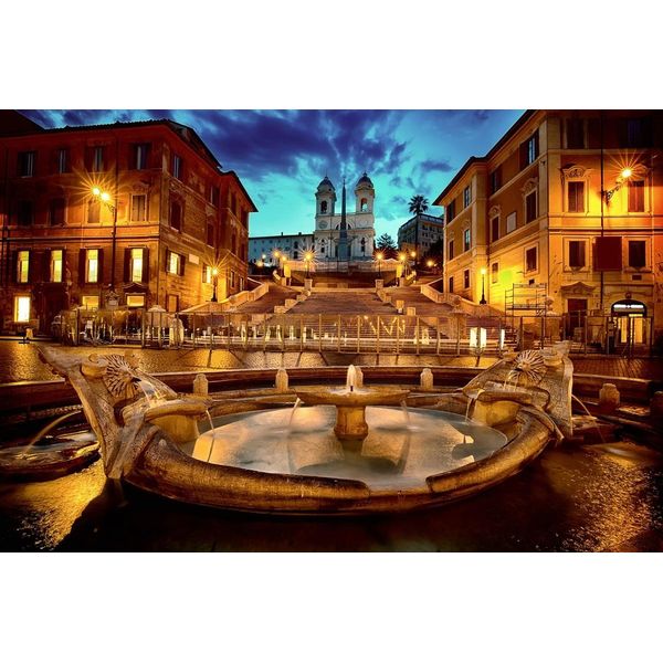 Fototapete Papermoon "Brunnen In Stadt", Bunt, B:5M L:2,8M, Vlies, Tapeten-image