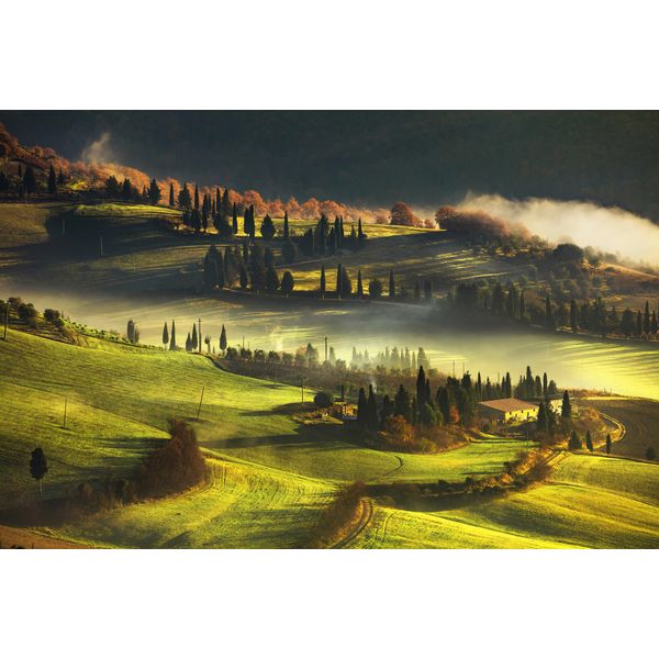 Fototapete Papermoon "LANDSCHAFT-HERBST Natur BÄUme Wald Berge Gebirge Alpen", Bunt, B:5M L:2,8M, Vlies, Tapeten-image