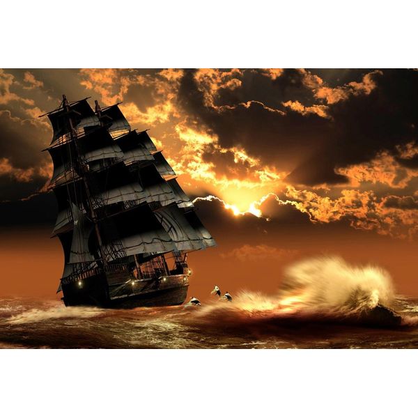 Fototapete Papermoon "Schiff", Bunt, B:4,5M L:2,8M, Vlies, Tapeten-image