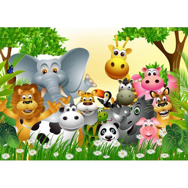 Fototapete Papermoon "Tiere Kinderbild", Bunt, B:4M L:2,6M, Vlies, Tapeten-image