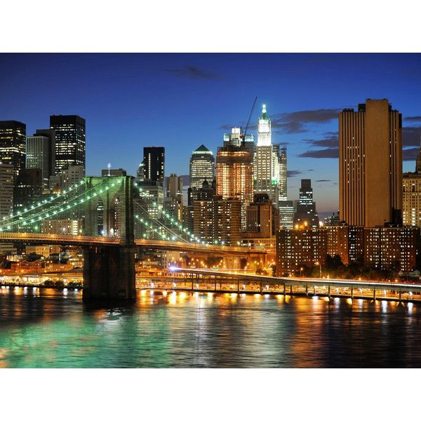 Fototapete Papermoon "New York Bei Nacht", Bunt, B:3,5M L:2,6M, Vlies, Tapeten-image
