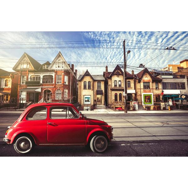 Fototapete Papermoon "AUTO-ALTSTADT Cars", Bunt, B:5M L:2,8M, Vlies, Tapeten-image