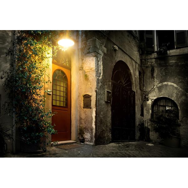 Fototapete Papermoon "Steinhaus Bei Nacht", Bunt, B:5M L:2,8M, Vlies, Tapeten-image