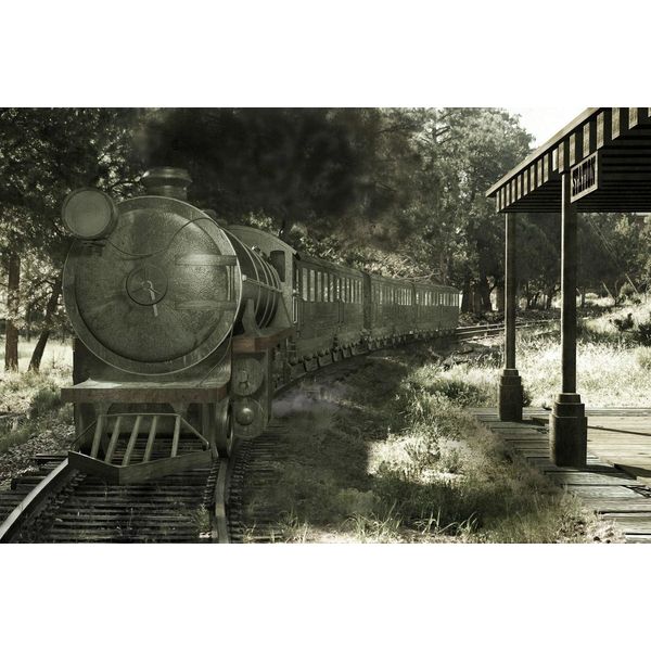 Fototapete Papermoon "Alter Zug Grau", Bunt, B:5M L:2,8M, Vlies, Tapeten-image