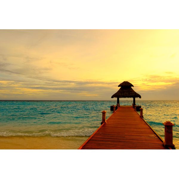 Fototapete Papermoon "Jetty In Sunset", Bunt, B:3,5M L:2,6M, Vlies, Tapeten-image