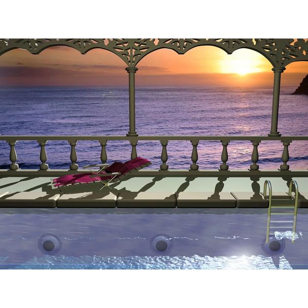 Fototapete Papermoon "Pool Am Meer", Bunt, B:5M L:2,8M, Vlies, Tapeten-image