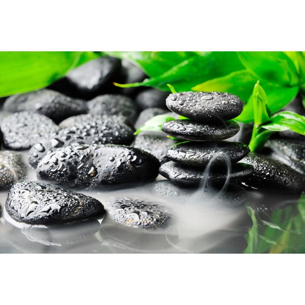 Fototapete Papermoon "Zen Basalt Stones", Bunt, B:4M L:2,6M, Vlies, Tapeten-image