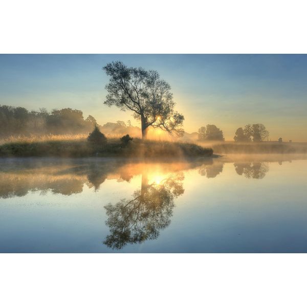 Fototapete Papermoon "Photo-Art Keller, Morgenreflexion", Bunt, B:5M L:2,8M, Vlies, Tapeten-image