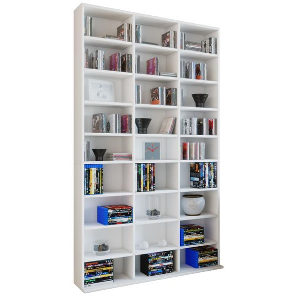 Standregal Vcm "Holz Cd Dvd Standregal BüCherregal Regal Megosa Xl", Weiß, B:102Cm T:23Cm, Regale, Standregal-image