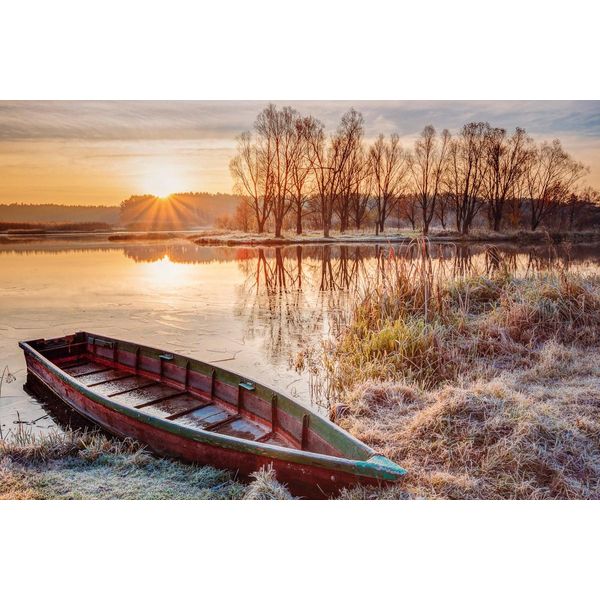 Fototapete Papermoon "Boot In Winterlandschaft", Bunt, B:4,5M L:2,8M, Vlies, Tapeten-image