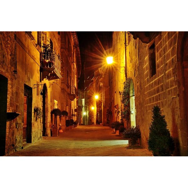 Fototapete Papermoon "Altstadt Bei Nacht", Bunt, B:5M L:2,8M, Vlies, Tapeten-image