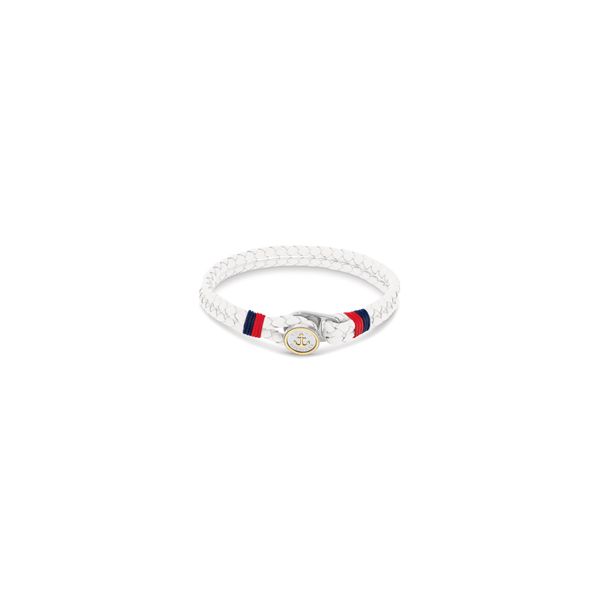 Lederarmband Tommy Hilfiger "Nautical", Weiß, Edelstahlfarben, Rot, Blau, Gelbgoldfarben, ArmbäNder, Herren, 19Cm, Edelstahl Leder Nylon, Edelstahl, Leder, Nylon, Lederarmband-image