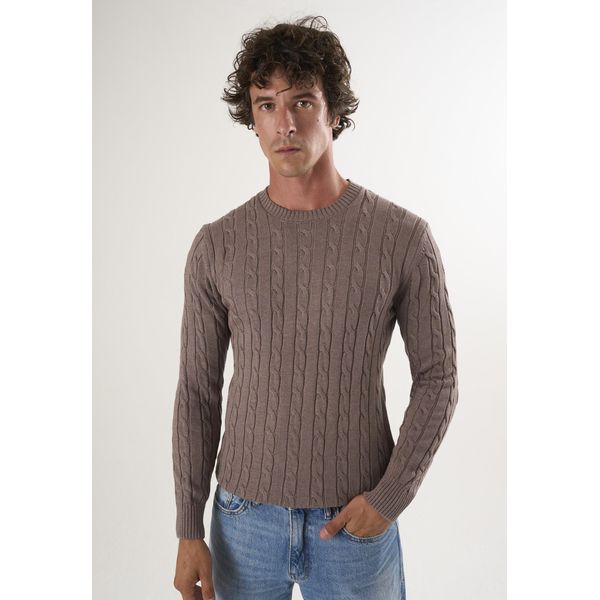 Rundhalspullover Felix Hardy "Pullover Mit Rundhalsausschnitt Aus Kabelstrick", Herren, Gr. Xxl, Braun, 100% Baumwolle, Pullover Rundhalspullover-image