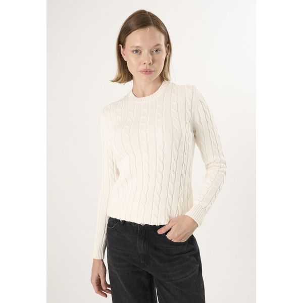 V-Ausschnitt-Pullover Felix Hardy "Kabelstrick-Pullover Mit V-Ausschnitt", Damen, Gr. Xl, Ecru, 100% Baumwolle, Pullover-image