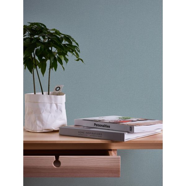 Vliestapete A.S. CrÉAtion "Casual Living Einfarbige Tapete Unitapete Leinenoptik Landhaus", Blau (Blau,TüRkis,Petrol), B:0,53M H:0,02M L:10,05M, Vlies, Tapeten, Vliestapete Einfarbig FüR Schlafzimmer KüChe Wohnzimmer Uni Design-image