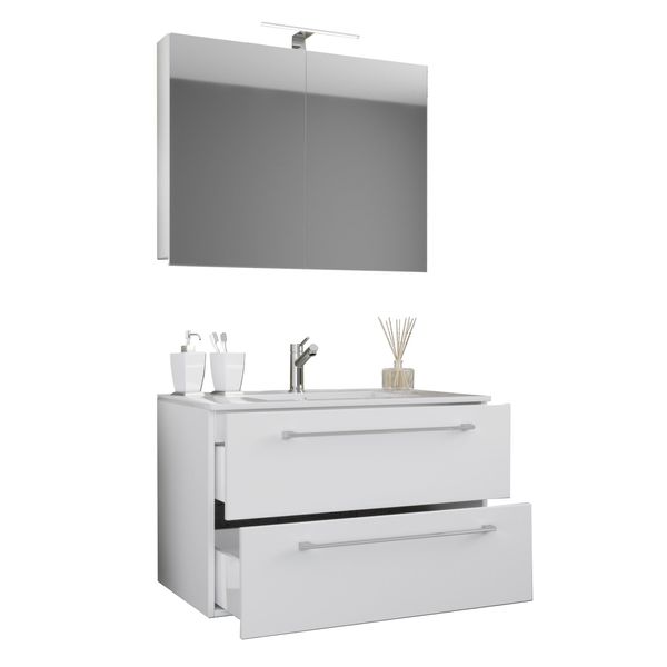 Waschtisch Vcm "3-Tlg. Waschplatz Waschtisch Badinos Schublade Sc", Weiß, B:60Cm T:46Cm, Waschtische, Waschtisch-image