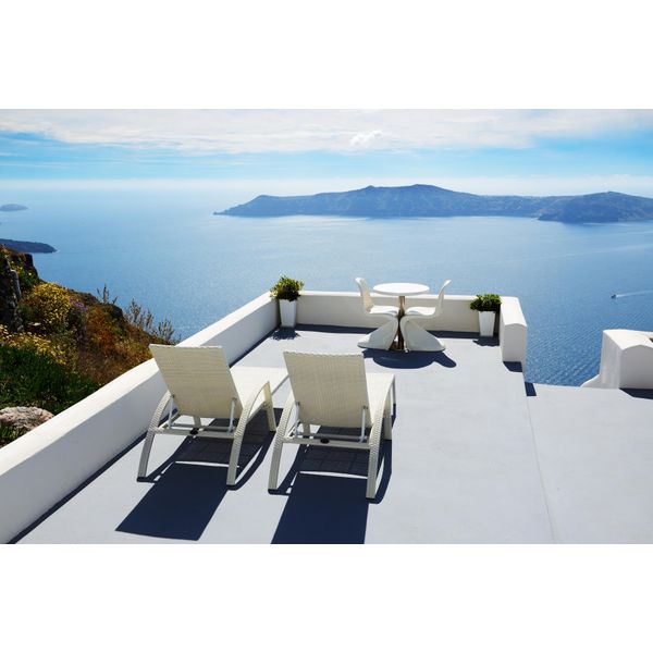 Fototapete Papermoon "Sea View Terrace In Santorini", Bunt, B:4M L:2,6M, Vlies, Tapeten-image